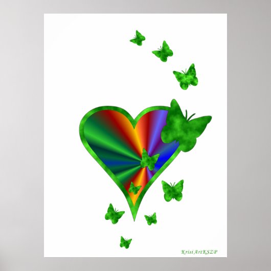 Rainbooghart en vlinder poster (Voorkant)