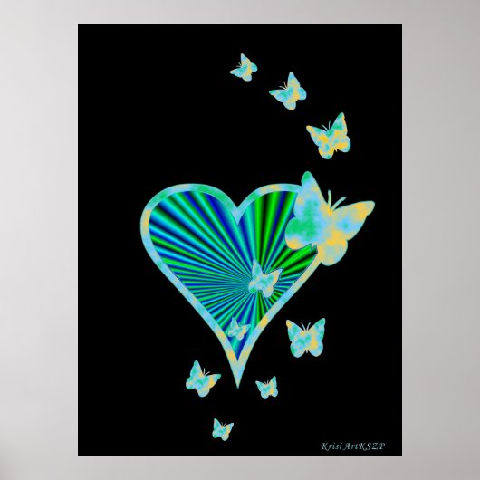 Rainbooghart en vlinder poster (Voorkant)