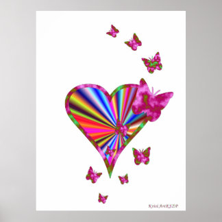 Rainbooghart en vlinder poster