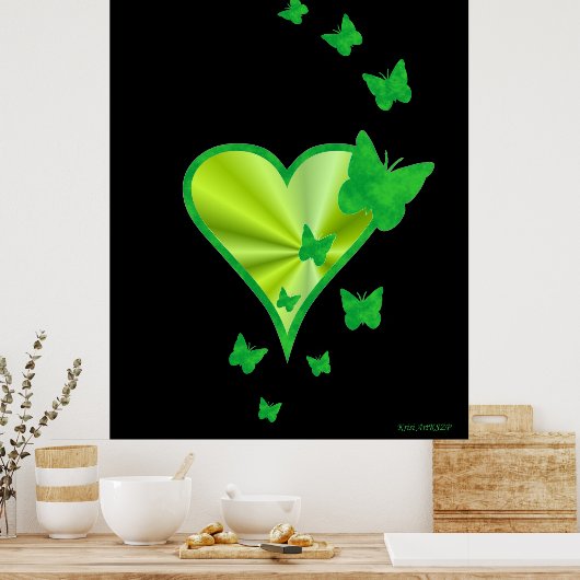 Rainbooghart en vlinder poster (Keuken)