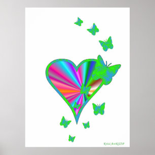 Rainbooghart en vlinder poster