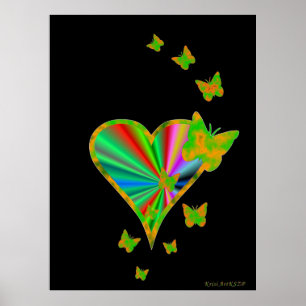 Rainbooghart en vlinder poster