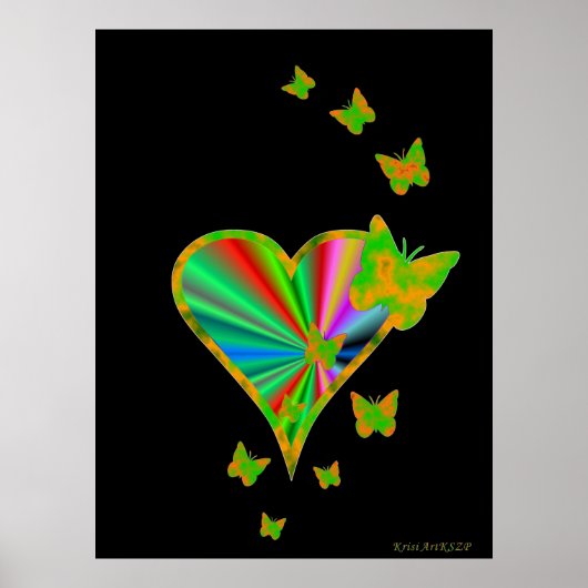 Rainbooghart en vlinder poster (Voorkant)