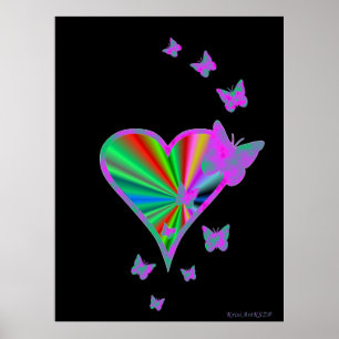 Rainbooghart en vlinder poster