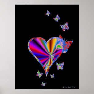 Rainbooghart en vlinder poster