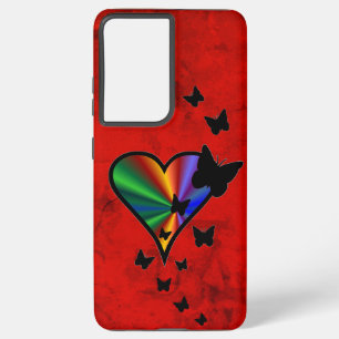 Rainbooghart en vlinder samsung galaxy hoesje