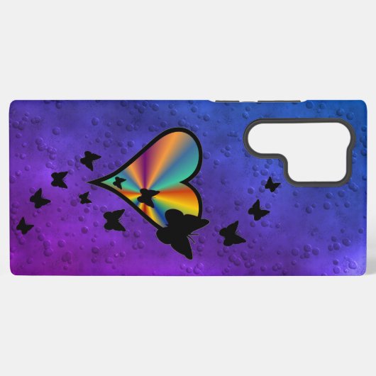 Rainbooghart en vlinder samsung galaxy hoesje (Achterkant horizontaal)