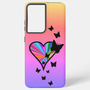Rainbooghart en vlinder samsung galaxy hoesje