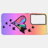 Rainbooghart en vlinder samsung galaxy hoesje (Achterkant horizontaal)