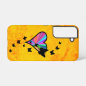 Rainbooghart en vlinder samsung galaxy hoesje (Achterkant horizontaal)