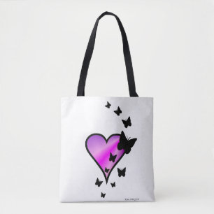 Rainbooghart en vlinder tote bag