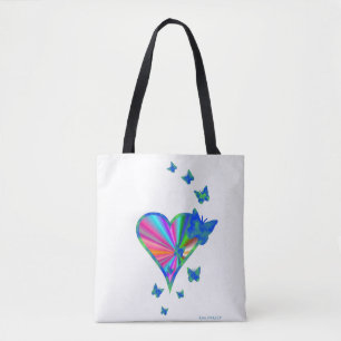 Rainbooghart en vlinder tote bag