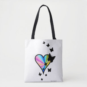 Rainbooghart en vlinder tote bag
