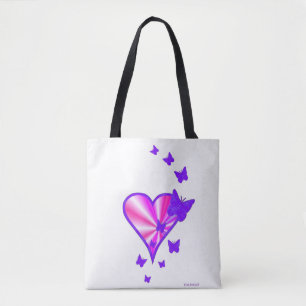 Rainbooghart en vlinder tote bag