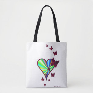 Rainbooghart en vlinder tote bag