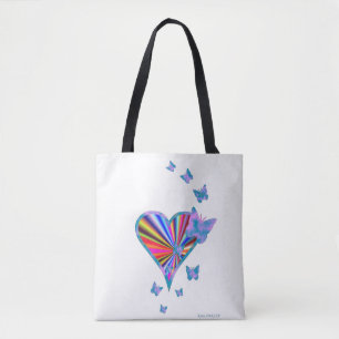 Rainbooghart en vlinder tote bag