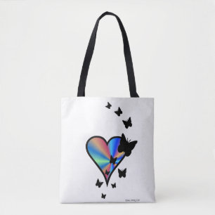 Rainbooghart en vlinder tote bag