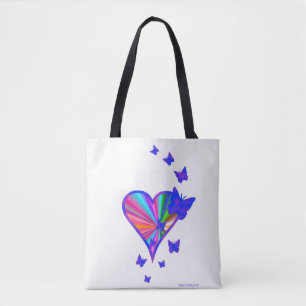 Rainbooghart en vlinder tote bag