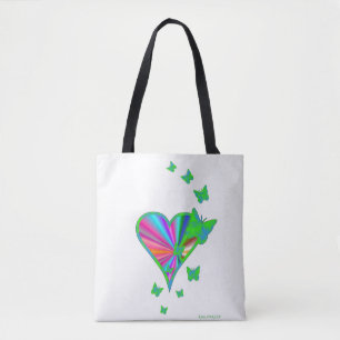 Rainbooghart en vlinder tote bag