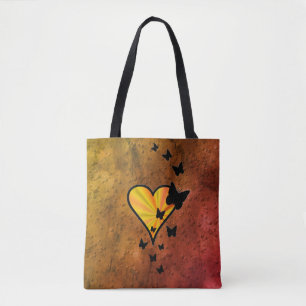 Rainbooghart en vlinder tote bag