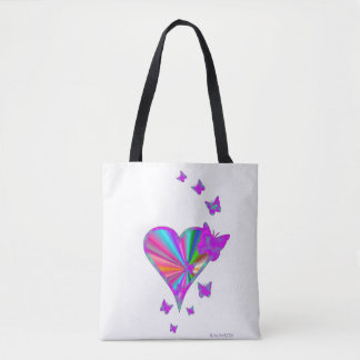 Rainbooghart en vlinder tote bag
