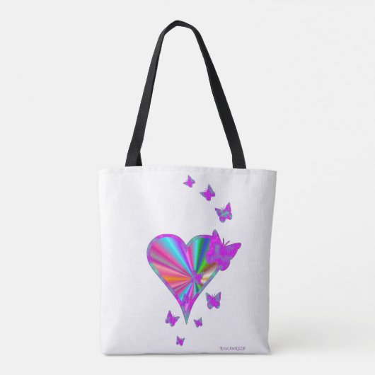 Rainbooghart en vlinder tote bag (Achterkant)