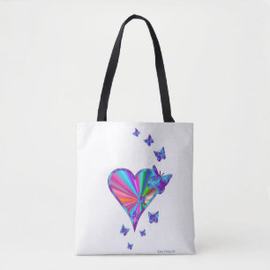 Rainbooghart en vlinder tote bag