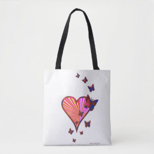 Rainbooghart en vlinder tote bag