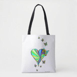 Rainbooghart en vlinder tote bag