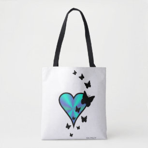 Rainbooghart en vlinder tote bag