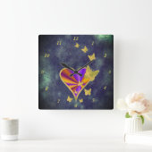 Rainbooghart en vlinder vierkante klok (Huis)