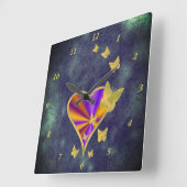 Rainbooghart en vlinder vierkante klok (Hoek)