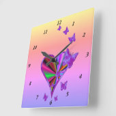 Rainbooghart en vlinder vierkante klok (Hoek)