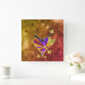 Rainbooghart en vlinder vierkante klok (Huis)