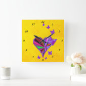 Rainbooghart en vlinder vierkante klok (Huis)