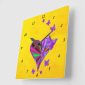 Rainbooghart en vlinder vierkante klok (Hoek)