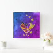 Rainbooghart en vlinder vierkante klok (Huis)