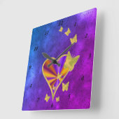 Rainbooghart en vlinder vierkante klok (Hoek)