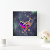 Rainbooghart en vlinder vierkante klok (Huis)