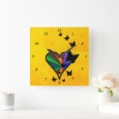 Rainbooghart en vlinder vierkante klok (Huis)