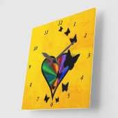 Rainbooghart en vlinder vierkante klok (Hoek)