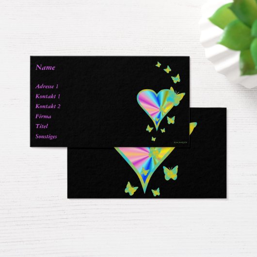 Rainbooghart en vlinder visitekaartje (Bureau)