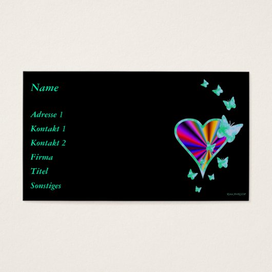 Rainbooghart en vlinder visitekaartjes (Voorkant)
