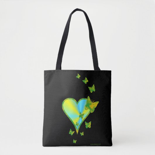 Rainbooghart en zwarte vlinder tote bag (Voorkant)