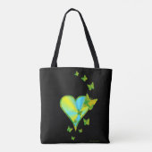 Rainbooghart en zwarte vlinder tote bag (Achterkant)
