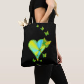 Rainbooghart en zwarte vlinder tote bag (Dichtbij)