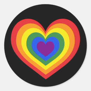 Rainbooghart op zwart ronde sticker