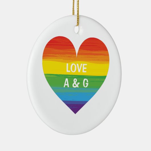 Rainbooghart - pas tekst aan keramisch ornament (Rechts)