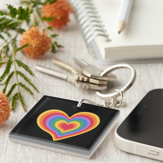 Rainbooghart. Pride gay love Sleutelhanger (Voorkant Rechts)