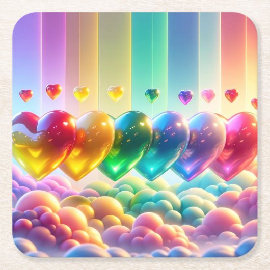 Rainboogharten Kartonnen Onderzetters (Voorkant)